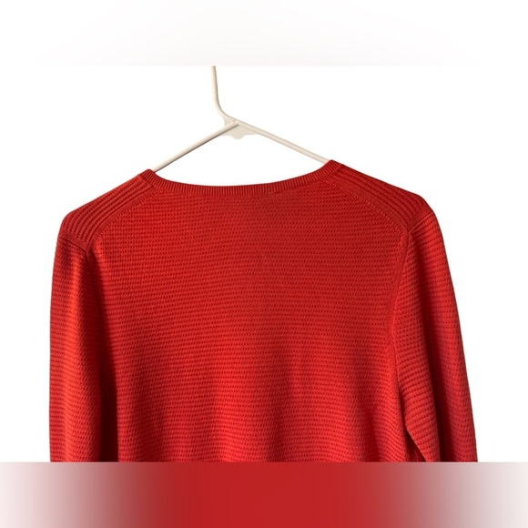 Hugo Boss Virgin Wool Red Orange Peplum Style Metal Clasp Cardigan Sweater M - Picture 7 of 12